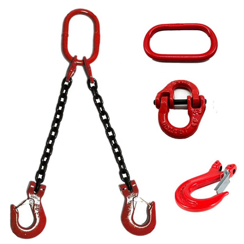 Grade 100 QOO Chain Sling - Quad Leg Oblong Master Link on Top and